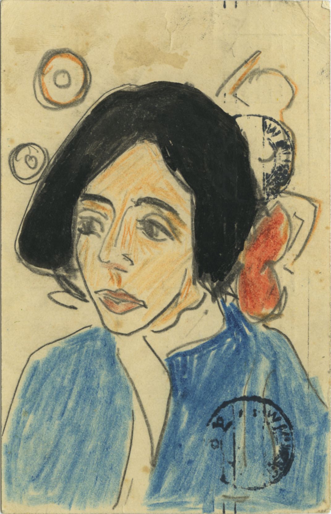 Ernst Ludwig Kirchner (1880-1938), Bildnis Maschka Mueller Postkarte an Erich Heckel in Dresden aus Berlin, 11.01.1911